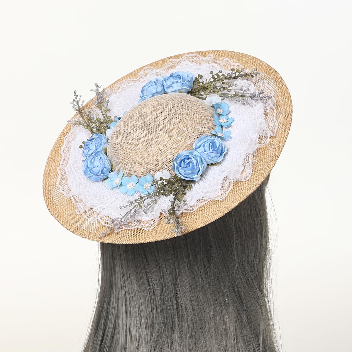 COSDREAMER Chapeau Victorien pour Femmes et Filles - Chapeau Plat Vintage à Fleurs