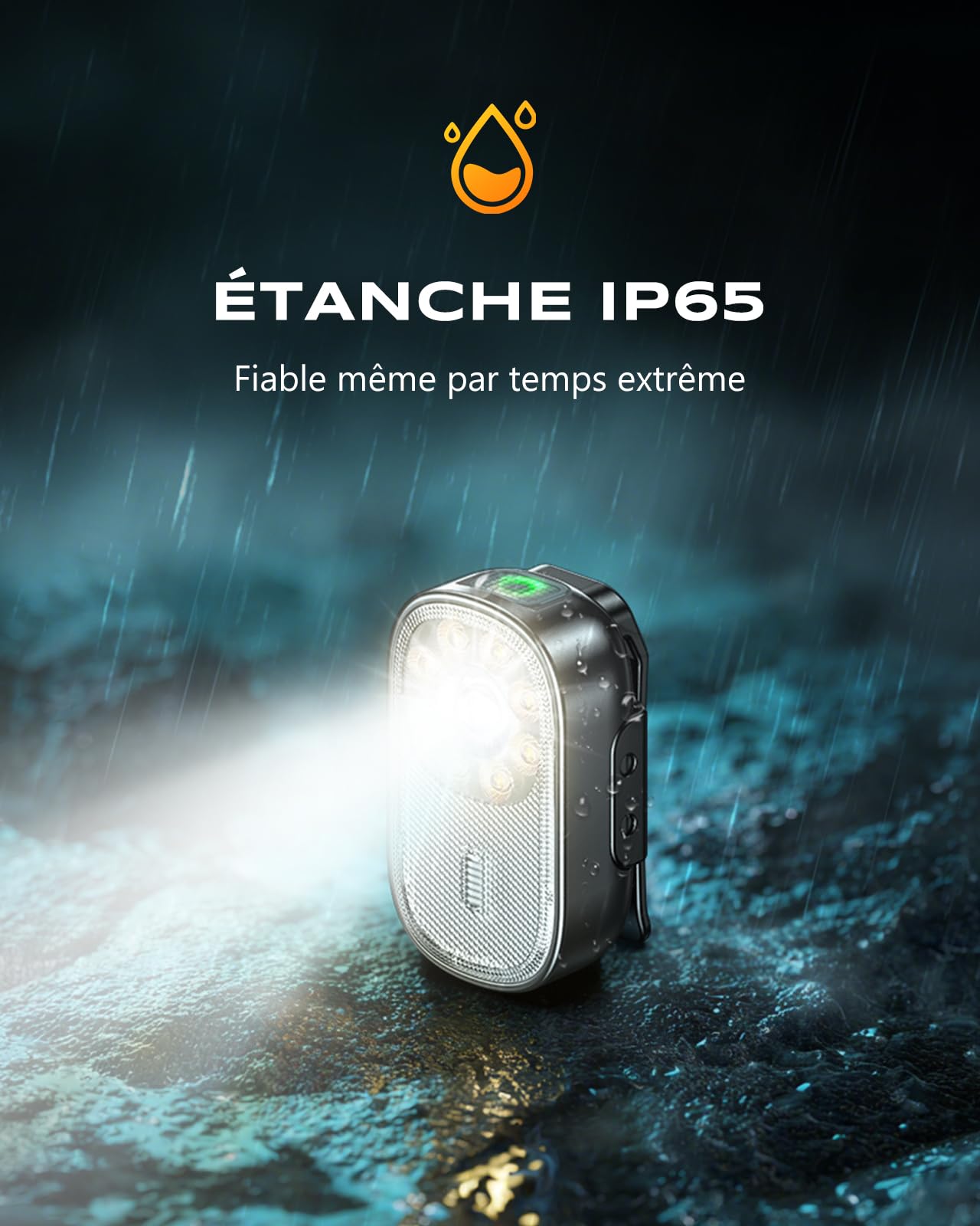 CIRYCASE Mini Lampe Torche à Clip, 10 Modes Lampe Running Portable avec Lumière Spot & Flood, EDC Lampe de Poche LED Rechargeable et Étanche IP65 pour Coureurs/Camping/Randonnée/Luminaires d'Urgence