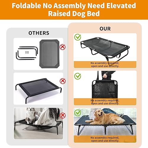 Miniatura 9 de Cama elevada plegable para perros para mascotas grandes, sin necesidad de montaje, cama plegable elevada para perros, impermeable, para exteriores,