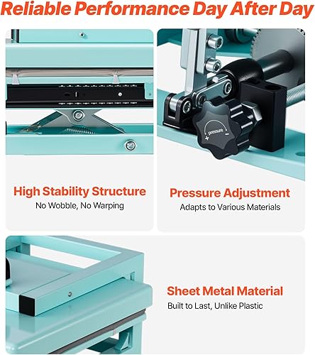 Miniatura 7 de VEVOR Prensa de calor híbrida, 15 x 15 pulgadas, multifunción 5 en 1, se calienta rápido y uniforme, diseño patentado, fácil de controlar, máquina