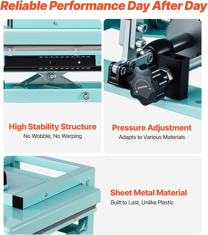 VEVOR Prensa de Calor Híbrida 8 en 1, 15 x 15 pulgadas, Diseño Patentado miniatura 9