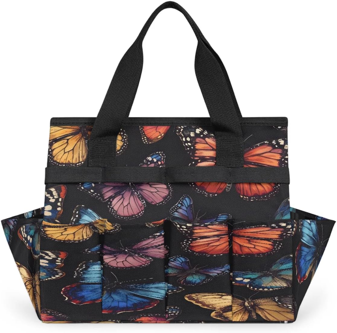 Fairy Butterflies Garden Tool Bag Waterproof Gardening Tool Storage Bag with Handle & 10 Pockets Gardening Tote Bag for Women Garden Tool Organizer