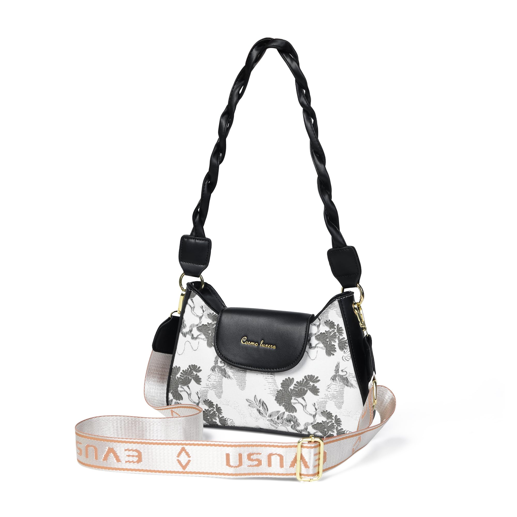 cosmo luxera Women’s Floral Mini Shoulder Bag with Braided Handle – Crossbody Sling Bag with Adjustable Strap – Stylish and Lightweight – Multiple Colors-picture-41