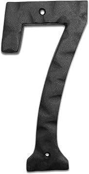 NACH House Numbers for Outside, 6 inch Black Address Numbers for House - Number 7 - Rustic Numbers for Outside with Mounting Hardware