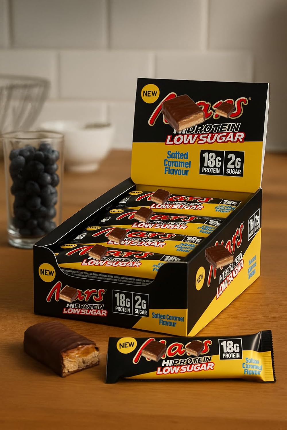 Hi Protein Bars, Nutritious Snacks to Support Energy, Salted Caramel, High Protein 18g, Low Sugar 2g, Chocolate Caramel Snack, Ideal for Workout Recovery, On-the-Go Energy, Gym & Fitness Nutrition – 57g Each 12 Bar Value Box