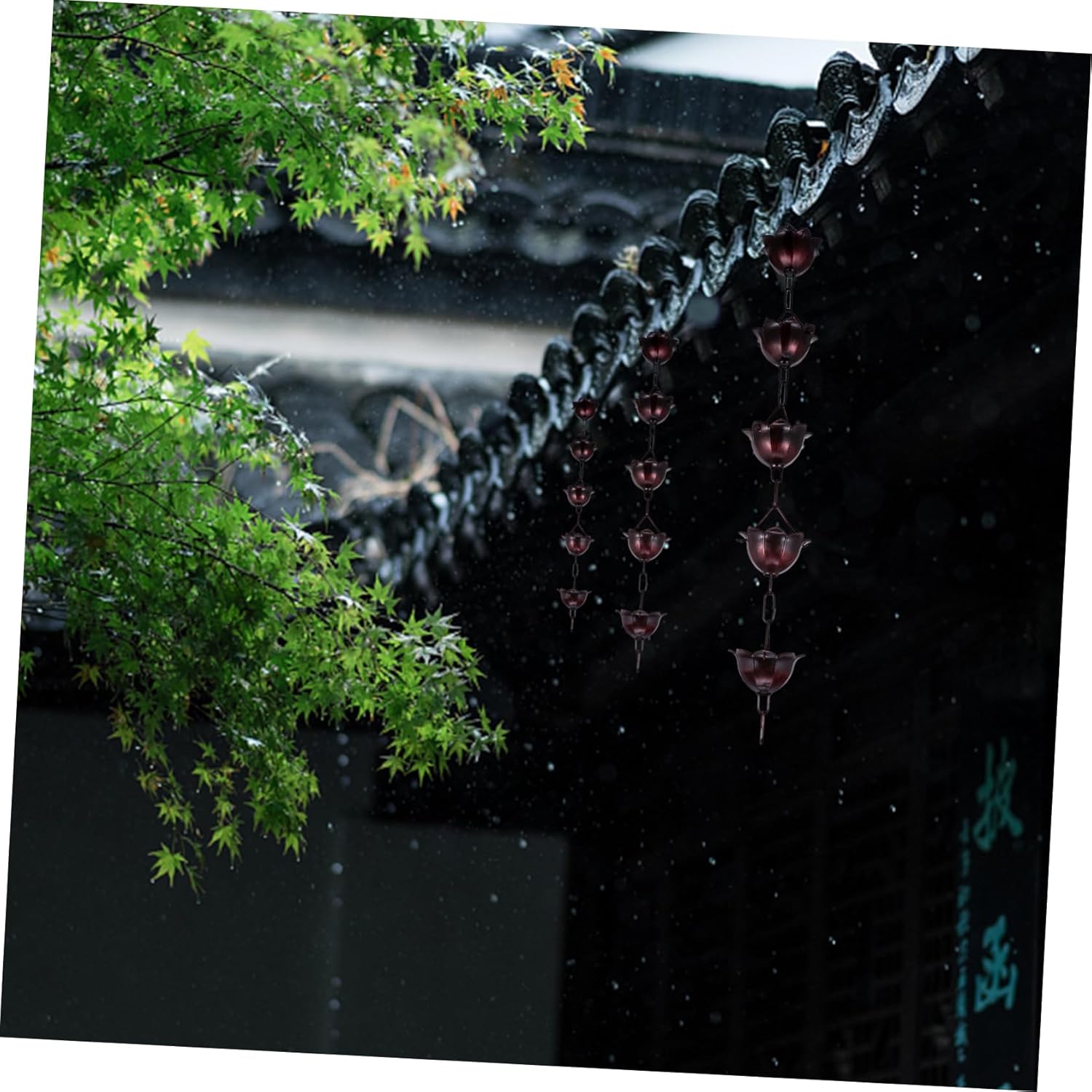 1m Metal Rain Chain Chimes and Cups Gutter Rain Chain Decor Elegant Unique Outdoor Decor