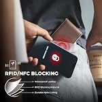 VULKIT Portefeuilles de clip argent mince - Cuir avec argent magnétique Clip minimaliste avant portefeuille de poche mince RFID Titulaire de carte de crédit pour hommes, en espèces & Cartes (brun clair)