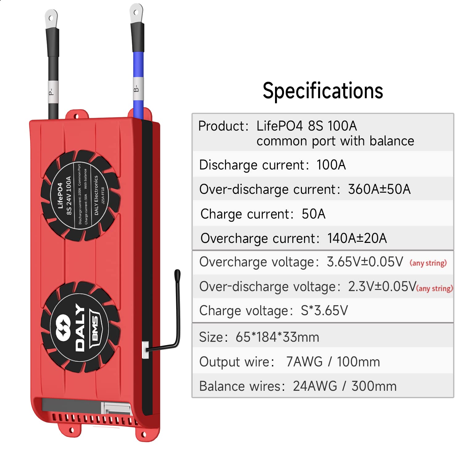 BMS DALY LiFePo4 8S 24V 150A - Sistema Protezione Batterie Litio Con Ventola