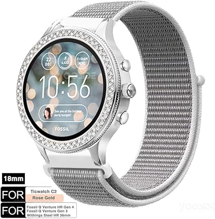 Amazon Yooside スマートウォッチ バンド ベルト For Ticwatch C2 Rose Gold Fossil Q Venture Hr Gen4 Fossil Q Venture Gen3 Withings Steel Hr 36mm 交換バンド ベルト ブレスレットバンド ナイロン製 オシャレ 女性 ホワイト スマートウォッチアクセサリ 通販