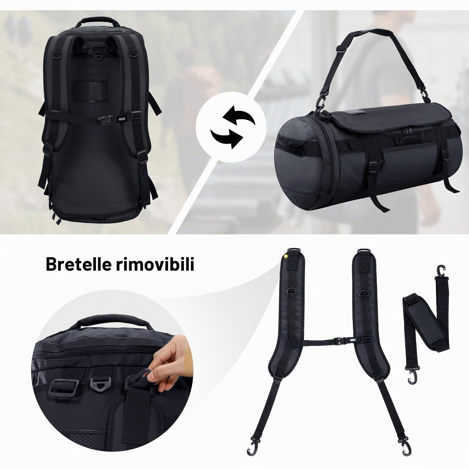 MIER Duffel Bag Backpack palestra Unisex - Adulto (Pacco da 1)