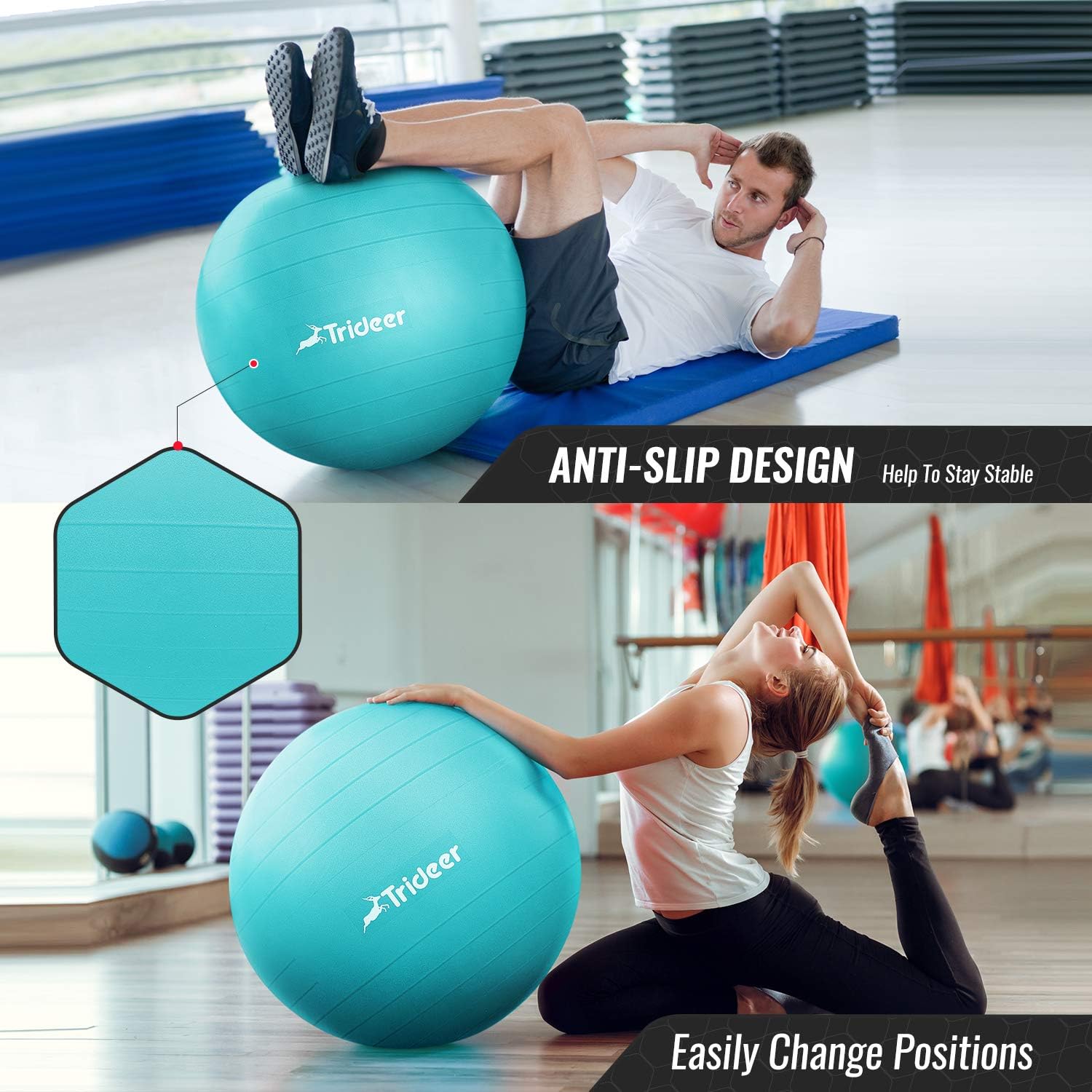 Trideer Yoga Ball Exercise Ball