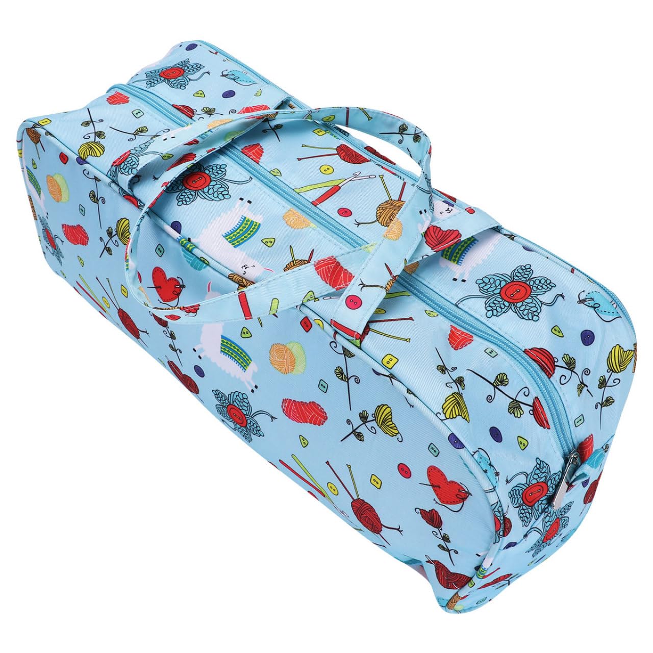 SHINEOFI Borsa Porta Gomitoli Grande Capacità Oxford Resistente ai Graffi Manico, Multi-scomparti e Tasche, per Organizzare Accessori per Uncinetto a Casa