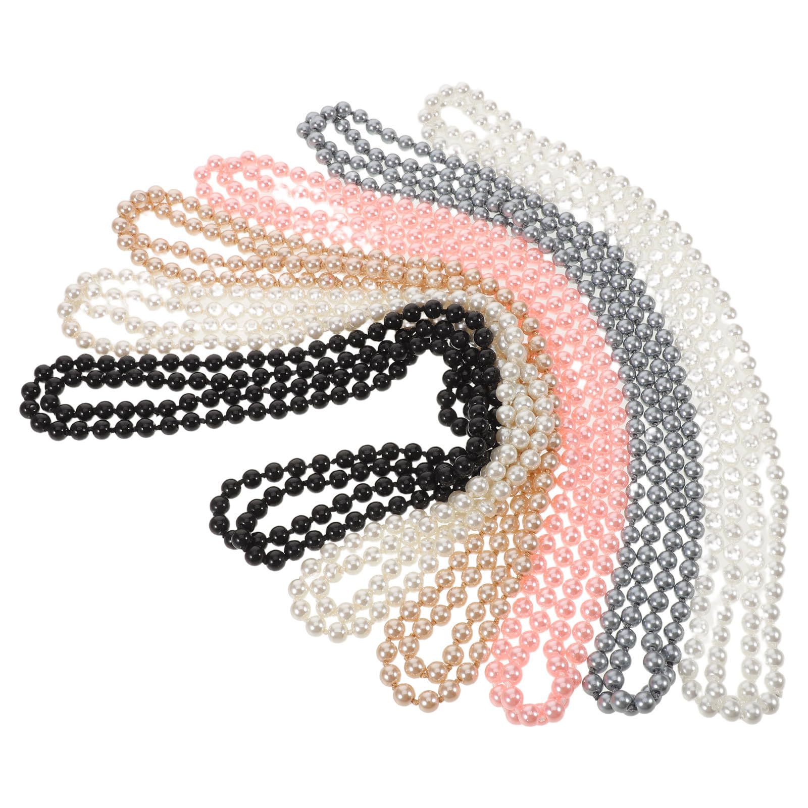 Kisangel 12 Piezas Collar Largo de Perlas Simuladas Blanco de Vidrio Estilo