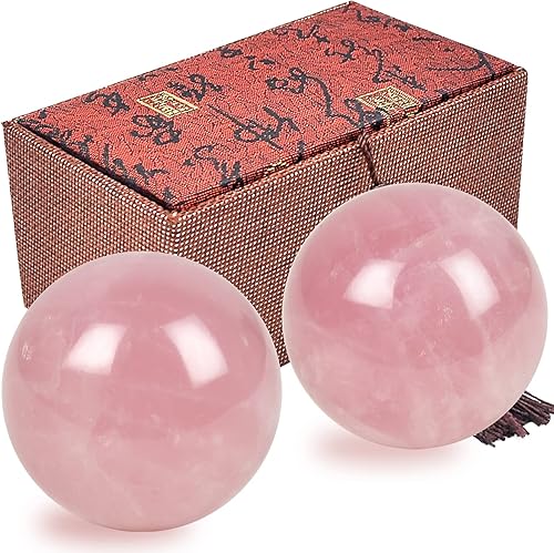 Bolas de Baoding de piedra Feng Shui de 1.57 pulgadas con caja de regalo, color rosa