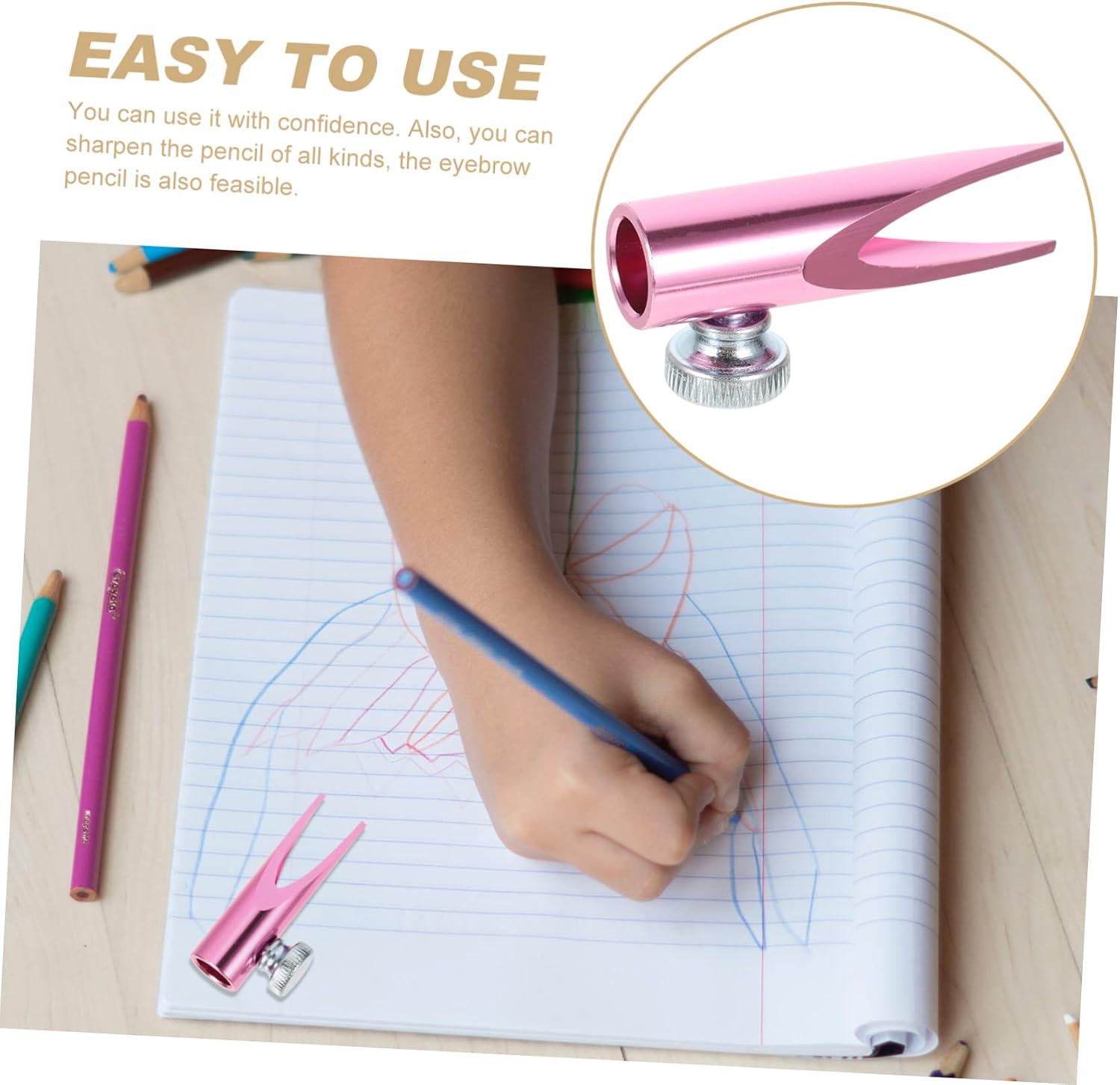 Baluue 5pcs Portable Dual-Sided Makeup Pencil Sharpener for Eyeliner and Brow Pencils Lightweight Handheld Design for School Office and Home Use