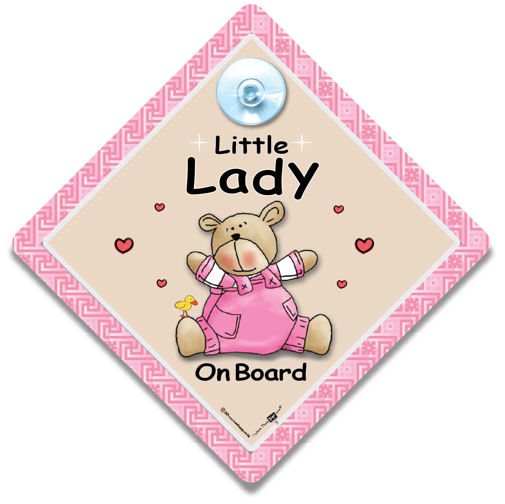 Iwantthatsign.com Women's Pink Little Lady On Board Sign, Baby On Board Sign, 14Cm