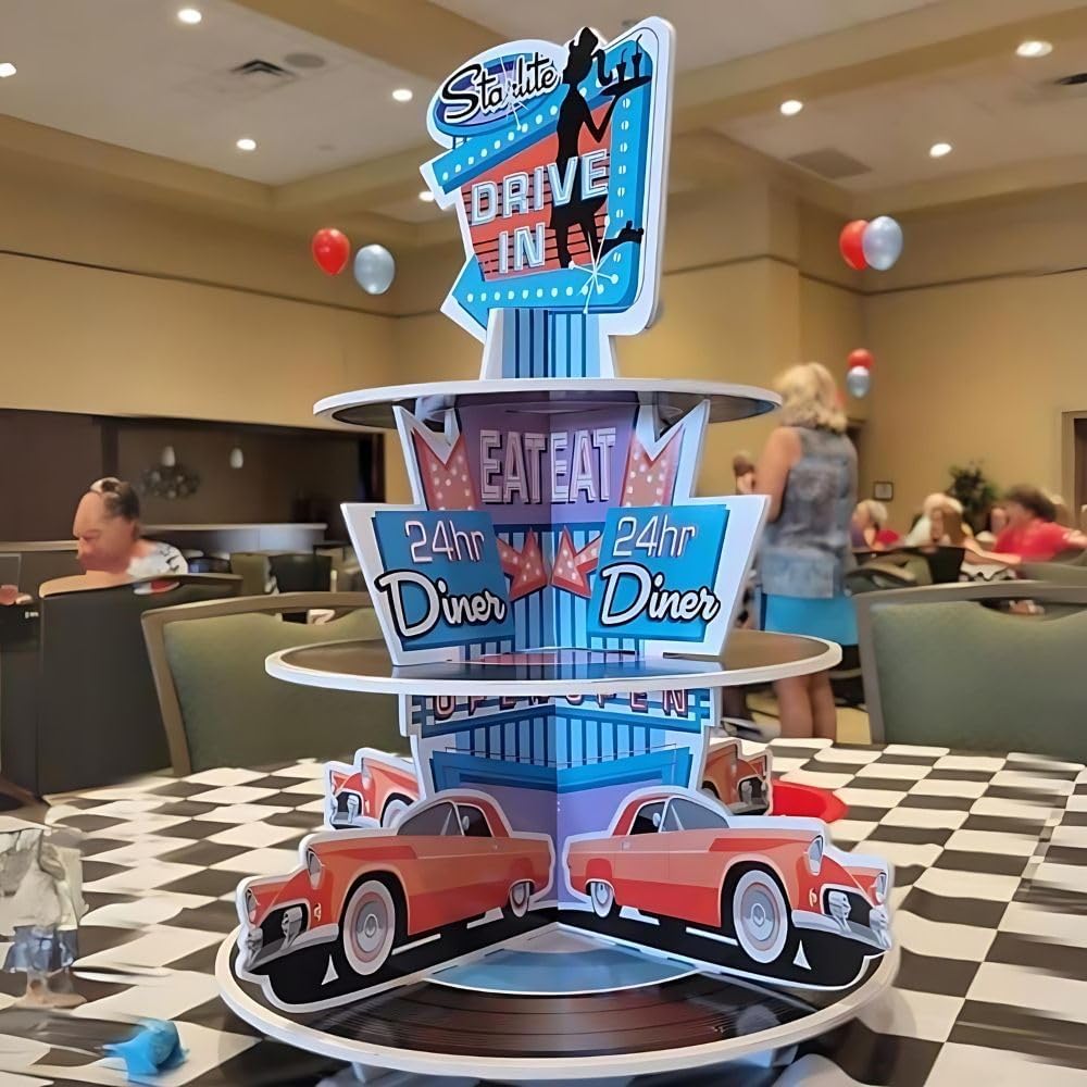 Fun Express Rockin 50's Cupcake Holder - 3 Tiers - Fifties Party Supplies