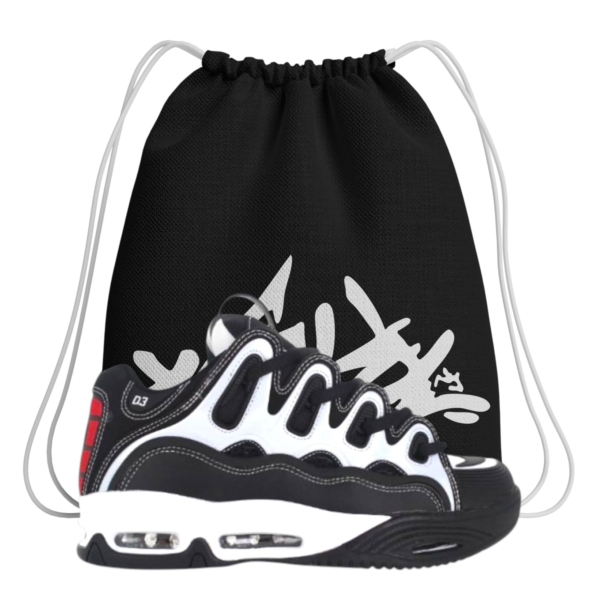 Scarpe da Skateboard – Osiris D3 2001 Nero/Bianco/Rosso – Chunky Ammortizzate e Resistenti – Suola Grip – Stile Iconico Streetwear - più Sacca