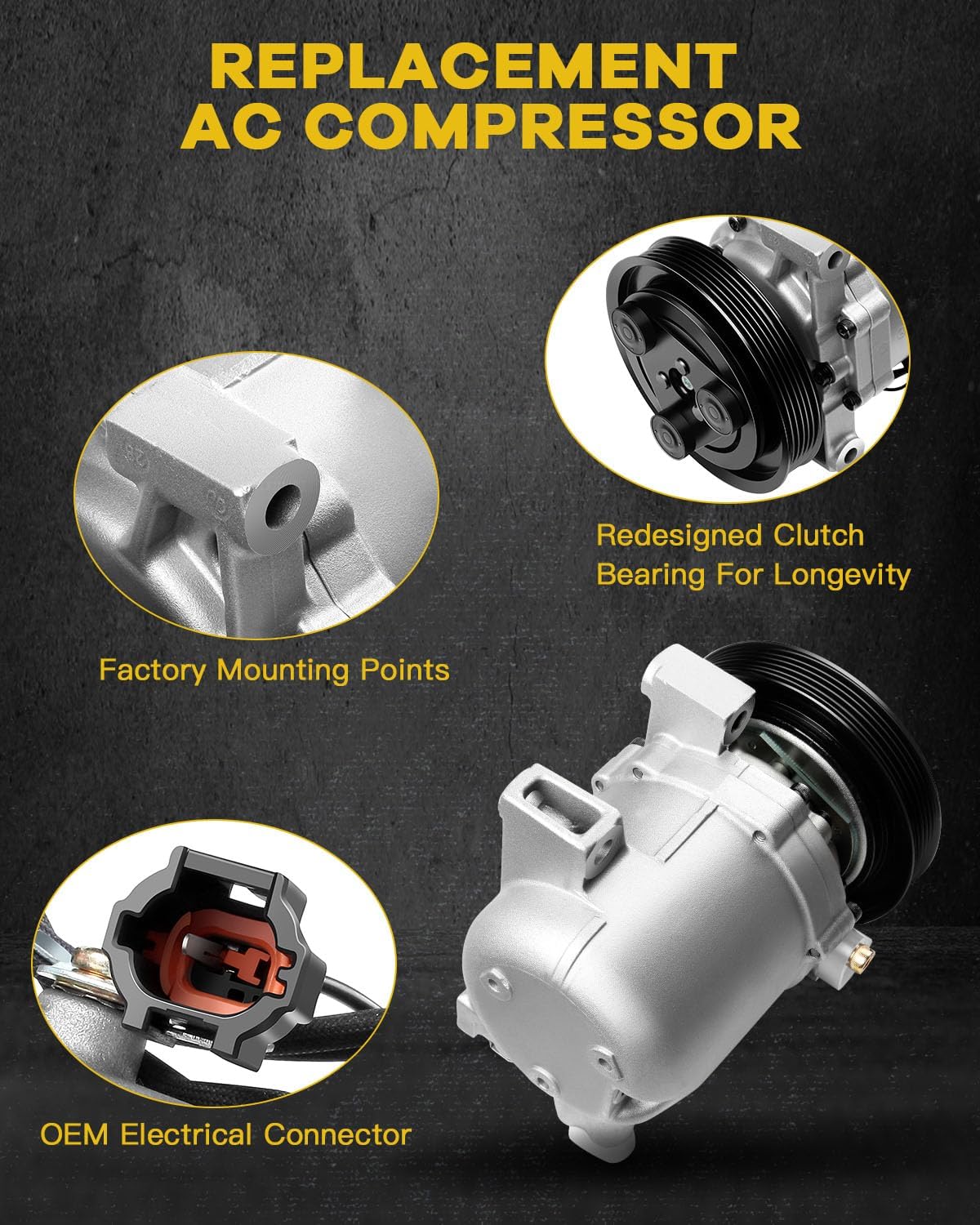 INEEDUP AC Compressor and A/C Clutch 00-06 Fit for Nissan Sentra 1.8L 2.0L