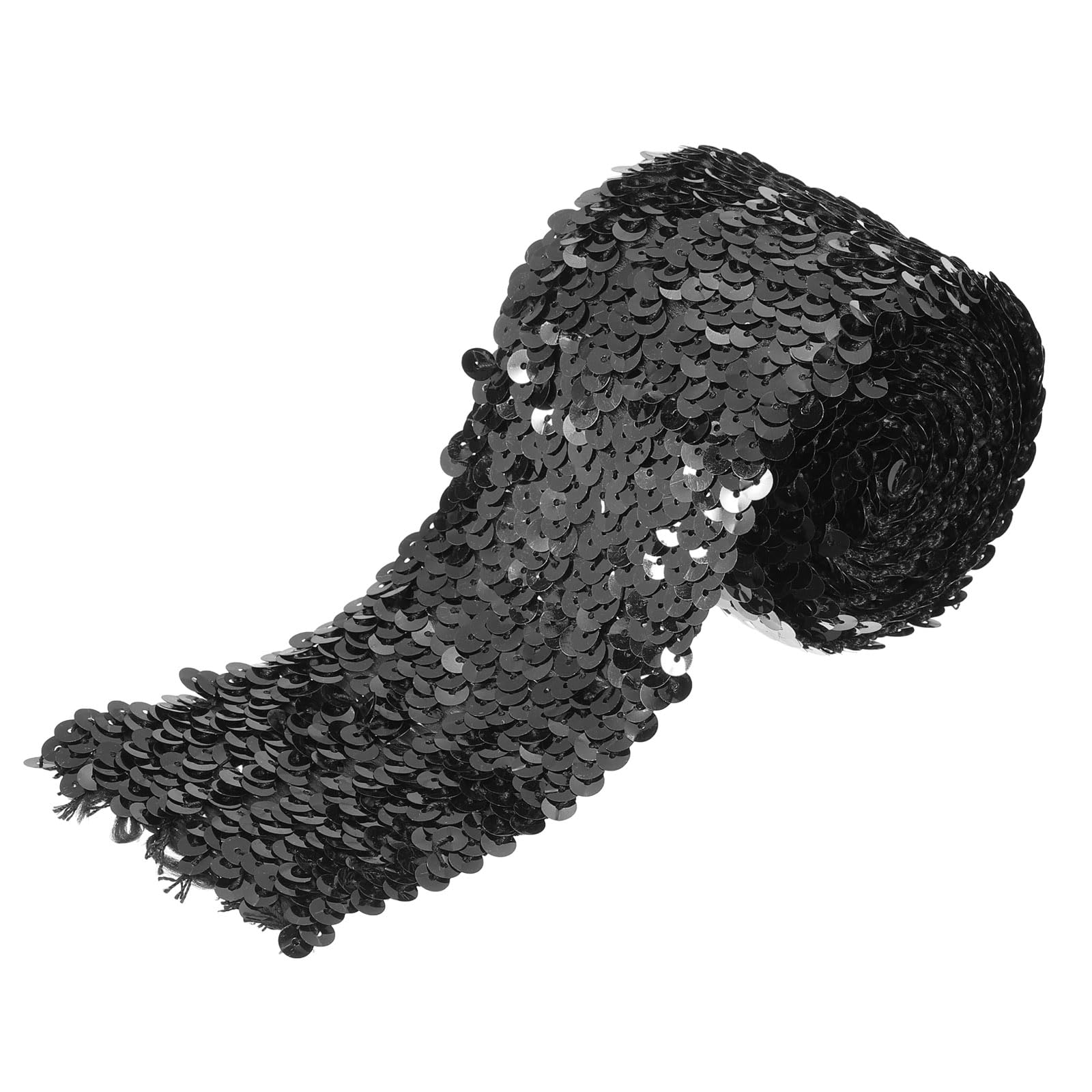 Bande de sequins plats à 5 rangées extensible noir pour bordures et loisirs