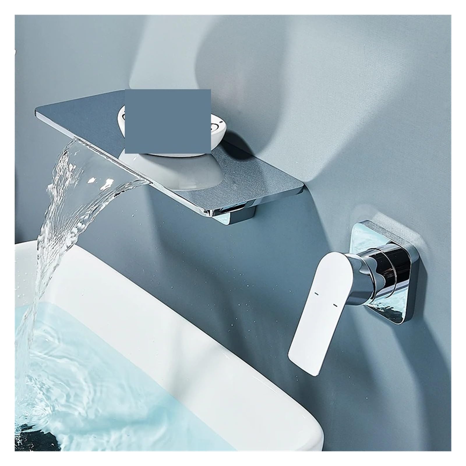 Robinet lavabo cascade mural avec mitigeur fixe eau froide en laiton chromé