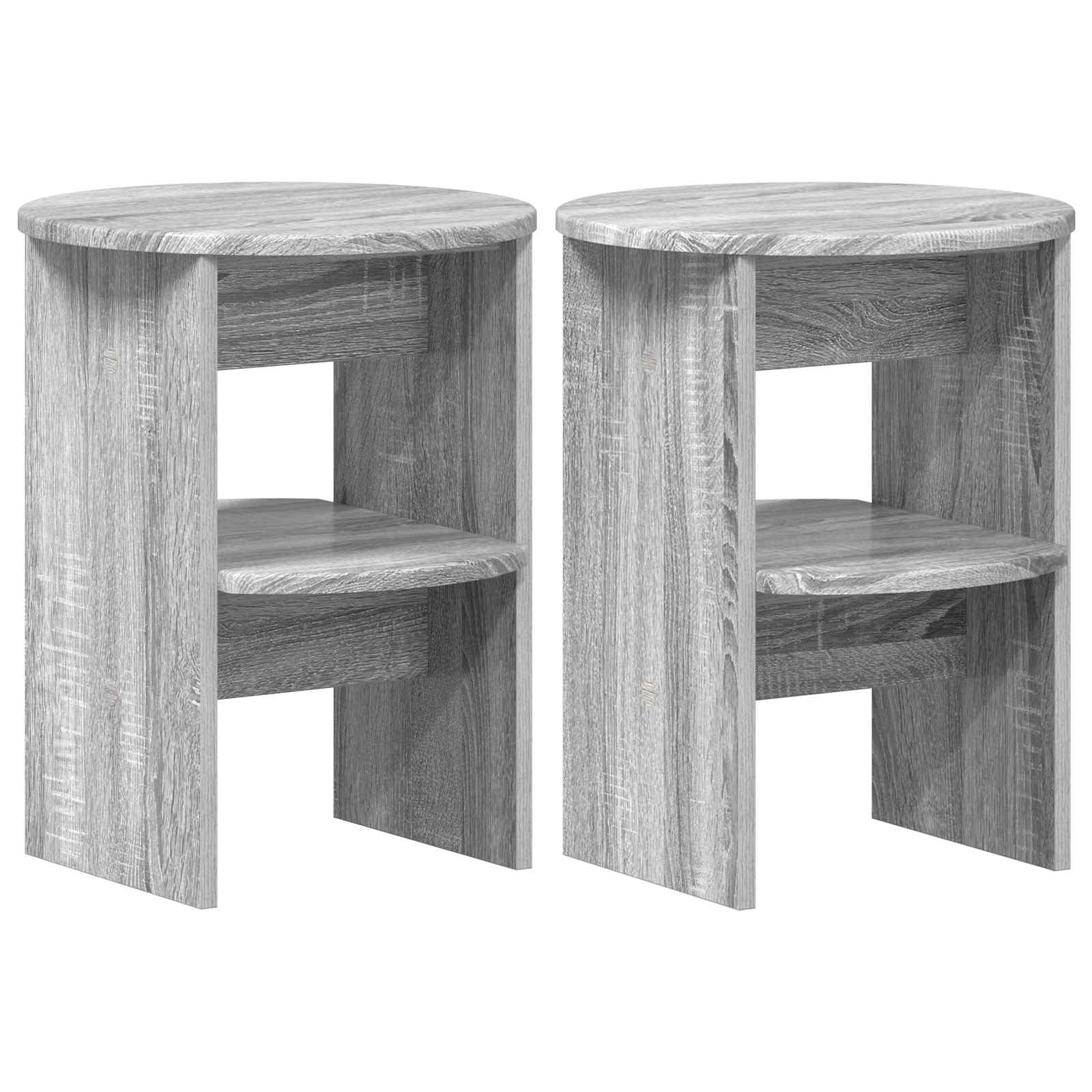 Mesa auxiliar redonda gris Sonoma de 40x50 cm con estantes para salón o pasillo estrecho