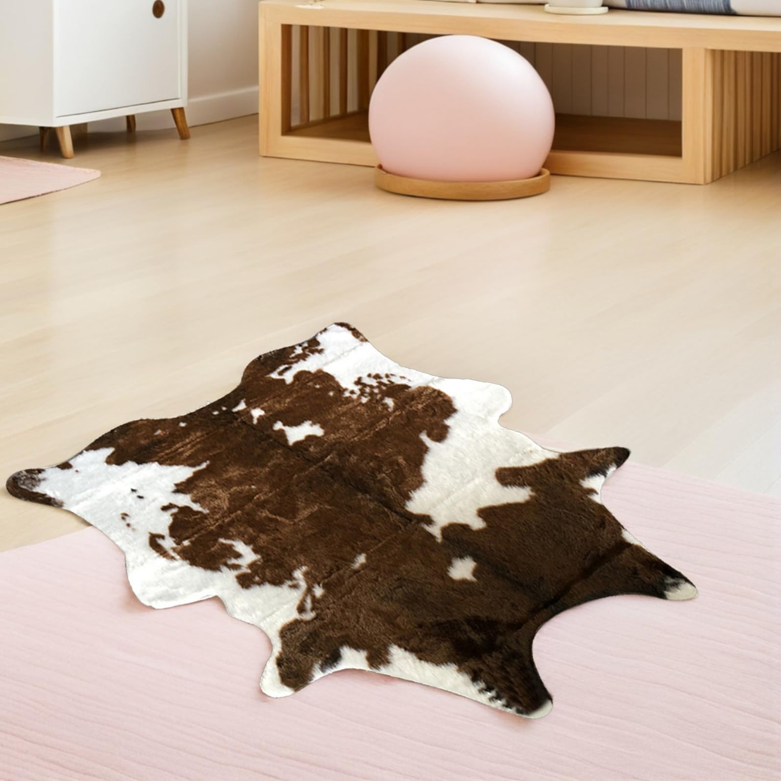 Alfombra Decorativa Estampado Vaca, Tapete Suave Sala Dormitorio