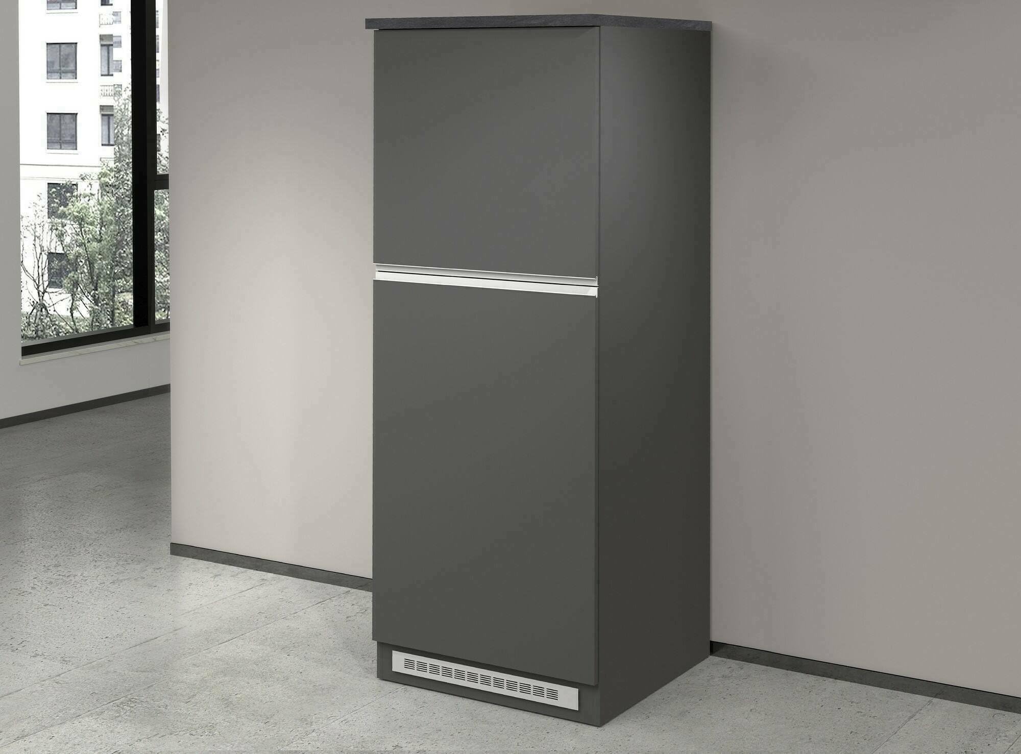 Dmora Dispensa da Cucina Plinio 60x60x165h cm Nero Antracite 2 Ripiani Apertura Battente, 2 Ante Made in Italy