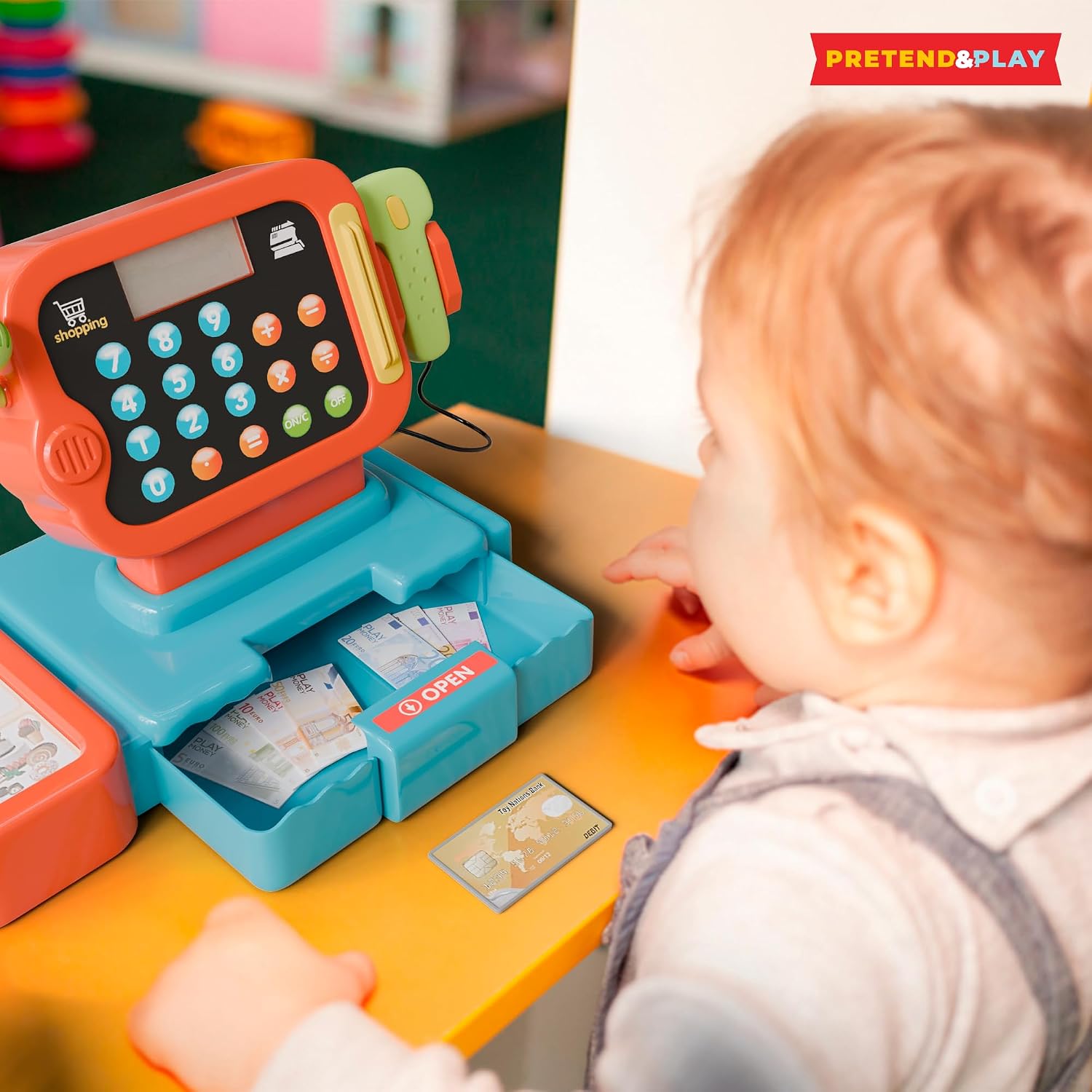 Lollipop Cash Register for Toddlers 3+ – Safety Tested Pretend Play Set with Stash Money, Cash Scanner with Lights and Sound, Perfect for Interactive Learning and Imaginative Fun