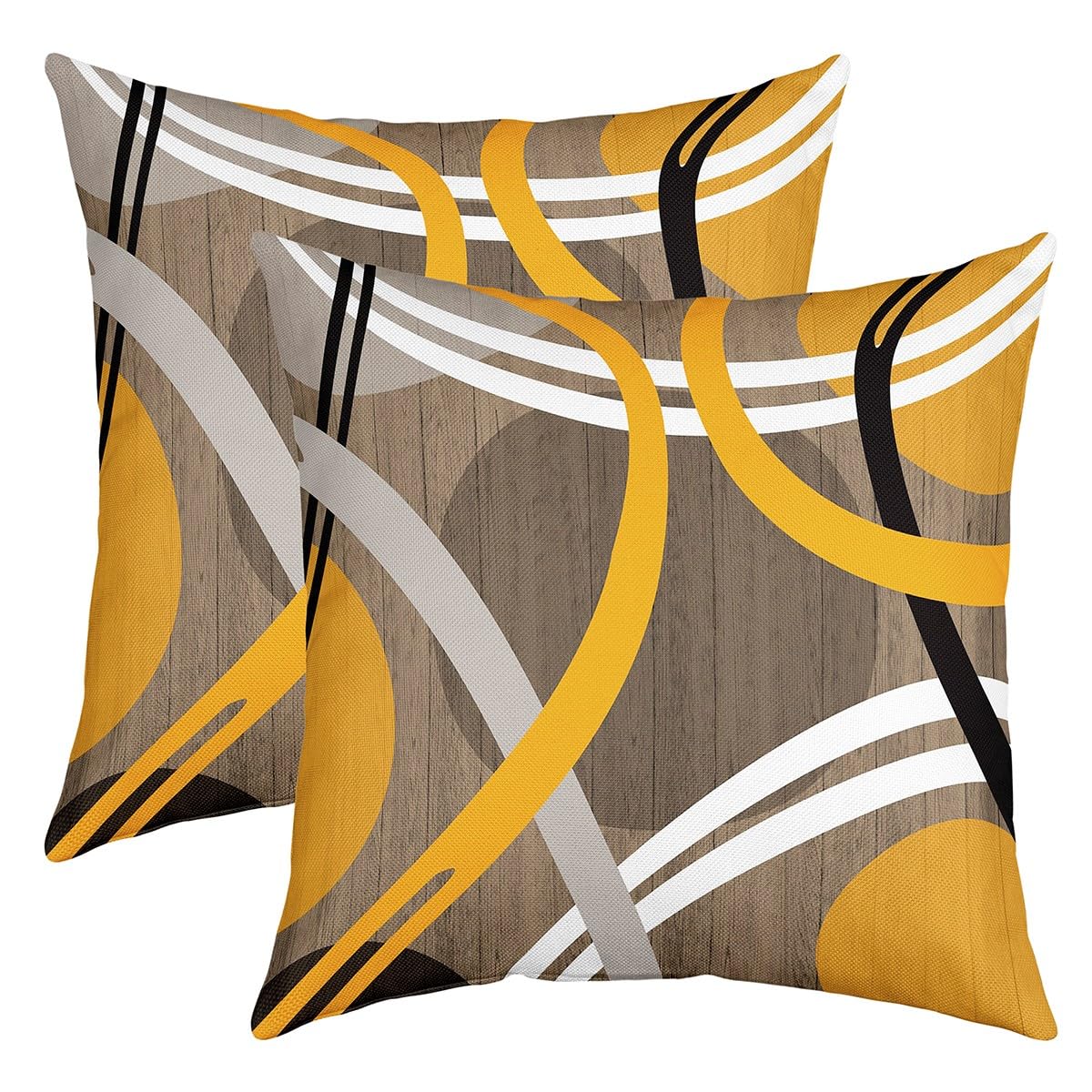 Modern Wavy Circles Design Throw Pillow Covers for Girls Boys Kids 22x22 Inch Set of 2 Green Grey Decorative Throw Pillowcases Geometric Circle Swirl Pillow Cases Cushion Covers Abstract Art