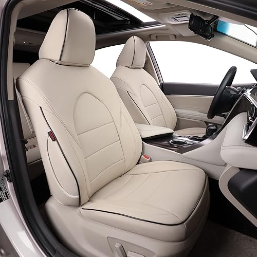 EKR - Fundas de asiento para automóvil, de ajuste personalizado, no compatibles con híbridos, juego completo, de cuero (color beige)