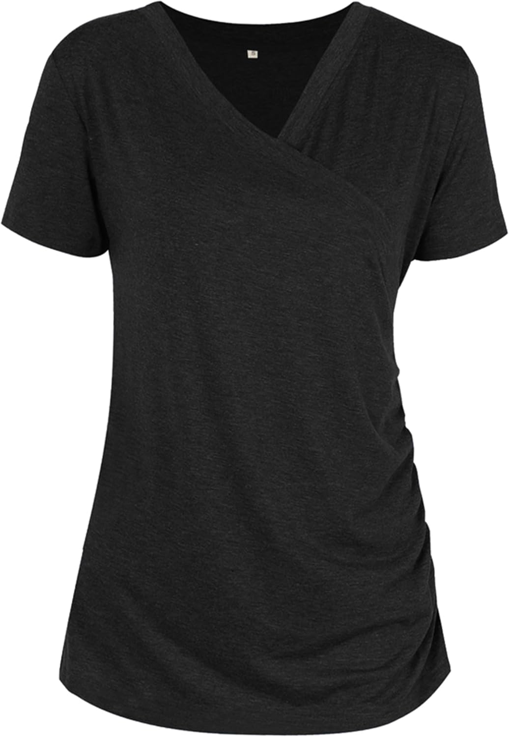 Liu & Qu Womens Maternity Nursing Tops Short Sleeve Breastfeeding Shirts Heather V Neck Clothes - Image 4