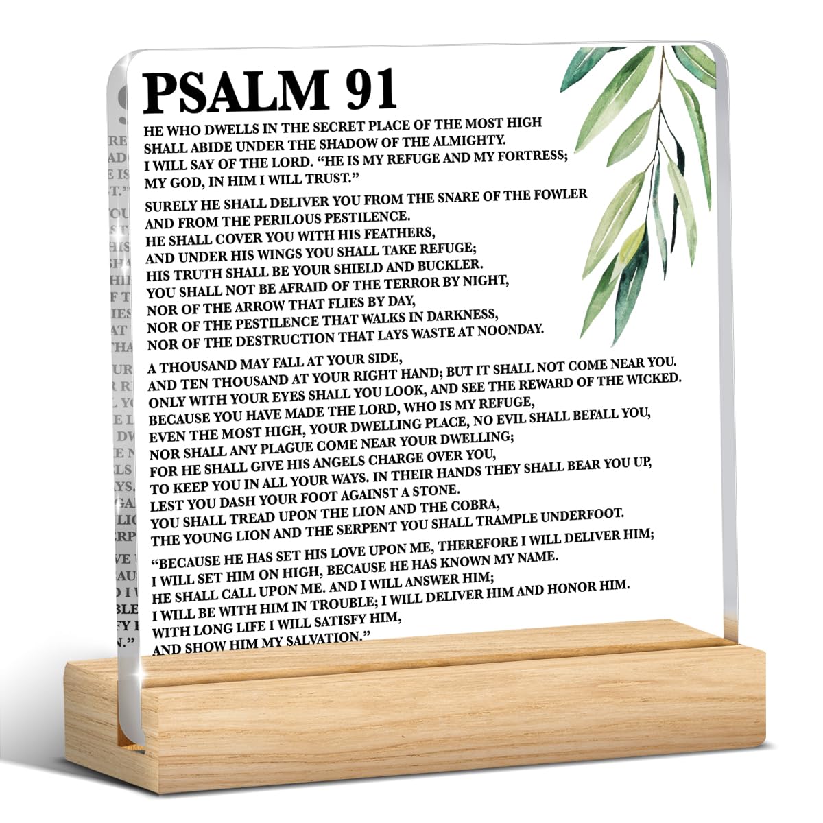 Psalm 91 Inspirational Bible Verse Office Desk Decor, Christian Home Decor, Religious Gifts for Women Men Sister Mother, Acrylic Table Sign Birthday Halloween Christmas Thanksgiving Gifts-image-46