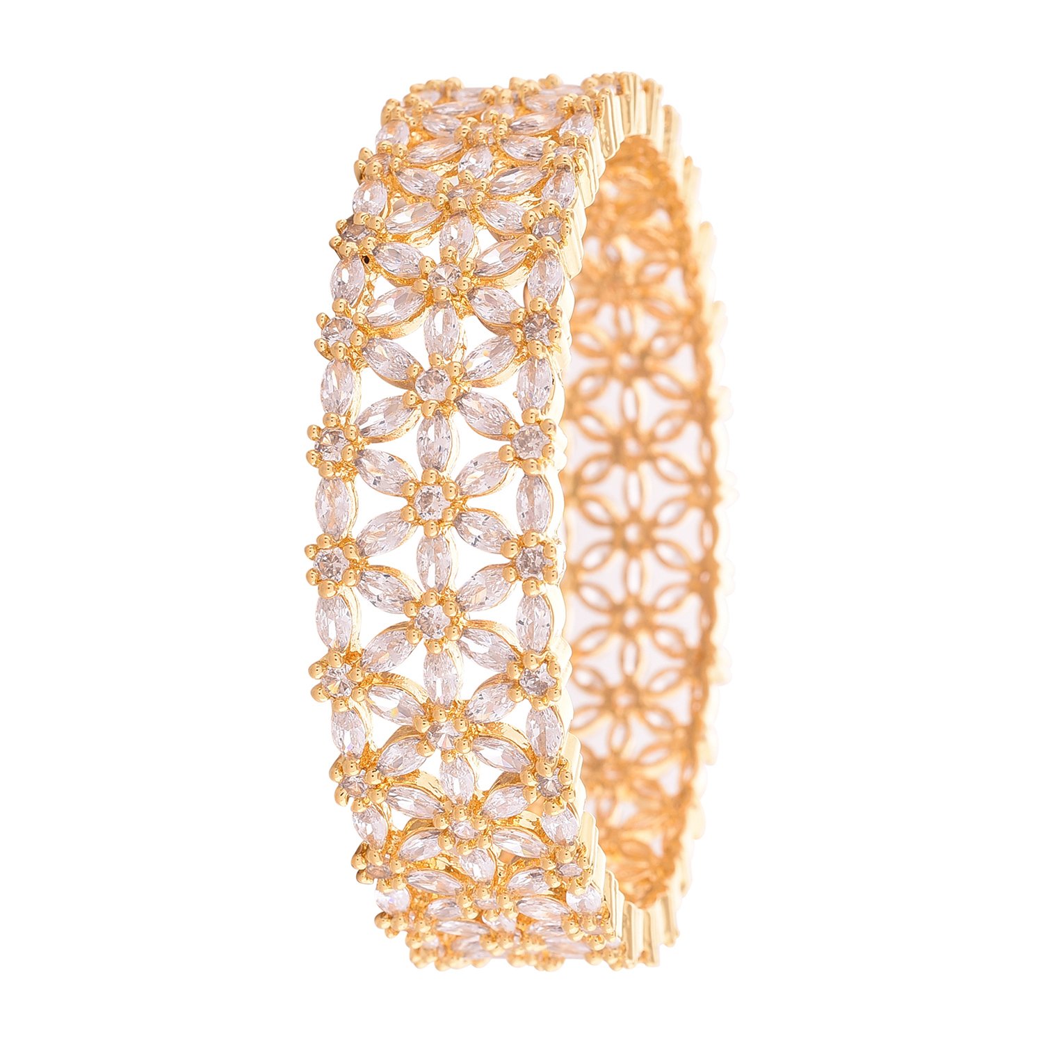 Ratnavali Jewels Beautiful CZ Studded Gold Plated Traditional White Heavy Kada Bangles Set for Women RV2948 (2.4) (B07DDKJHN5) Amazon Price History, Amazon Price Tracker