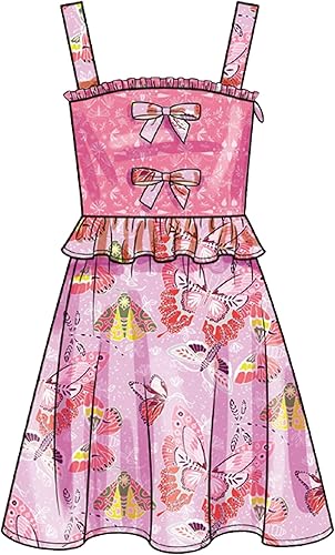 Miniatura 4 de Simplicity Kit de patrones de costura para vestidos infantiles, top y falda, código S9560, tallas 7-8-10-12-14, multicolor