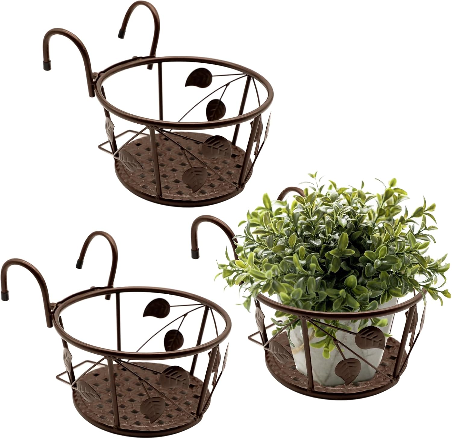 Hanging Flower Pots for Home Kitchens are Commonly Used On Balconies with Iron Hollow Hanging Leaves to Decorate The Stable Garden Green Well Hanging Flower Baskets (Champagne)