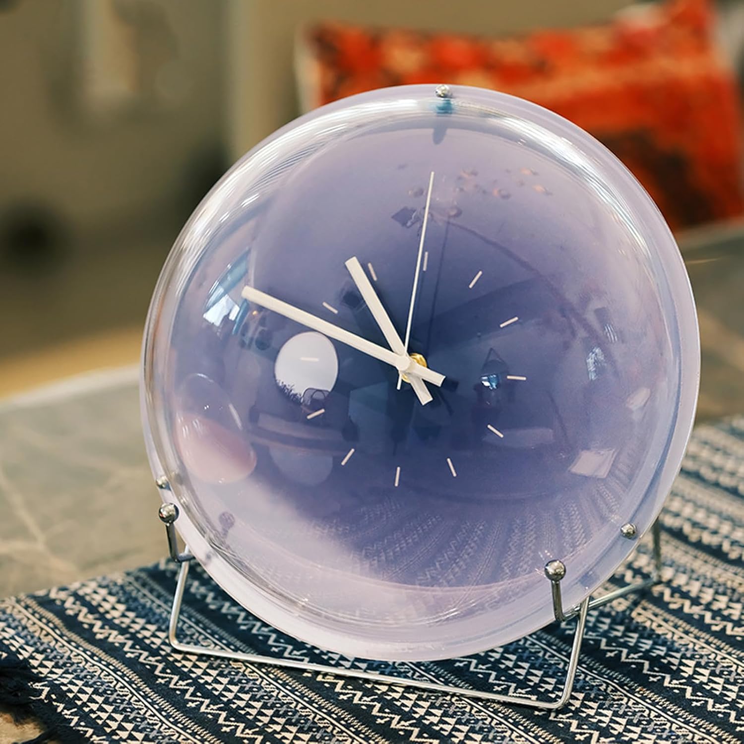 Quiet Not Ticking Bubble Clock with Gradients Sunset Design for Living Room or Bedroom Battery Operated and Easy to
