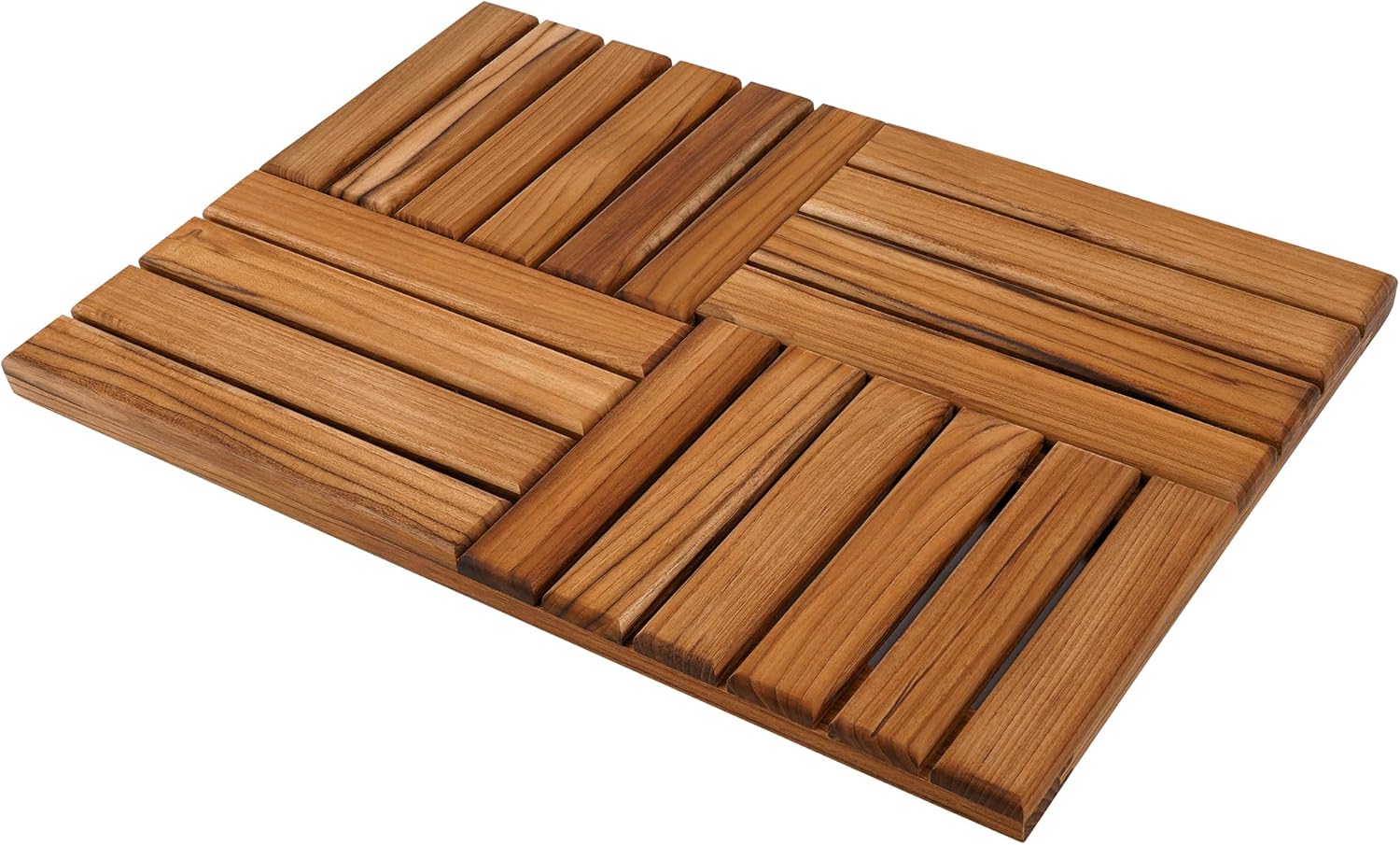 Utoplike Teak Wood Bath Mat, Wooden Shower Mat for Bathroom, 24 x 16 inch Non Slip Wood Floor Sturdy Mat for Inside Shower Luxury Spa Home or Outdoor 24" x 16" (Rectangular)