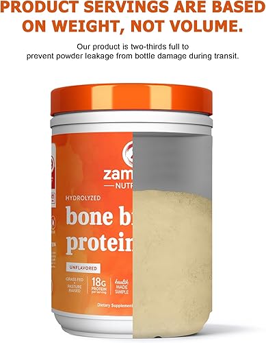 Miniatura 7 de Zammex 100% Polvo de proteína de caldo de hueso de ganado alimentado con pasto, 20G de proteína, péptidos de colágeno hidrolizado tipo 1 y 3, apoya