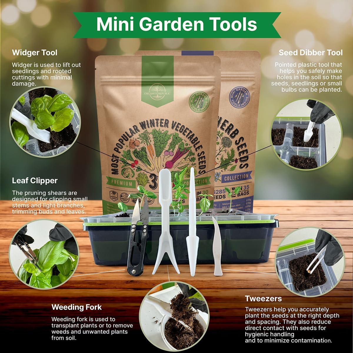 Organo Republic 35 Medicinal & Tea Herb Seeds and 30 Winter Vegetable Seeds Variety Pack Bundle, 51,900+ Non-GMO Heirloom Garden Seeds for Planting Vegetables and Herbs for Indoor & Outdoor Gardening