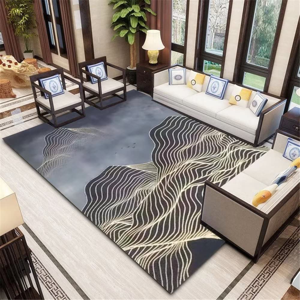 Tapis de salon moderne gris résistant aux taches 160x230cm pour cuisine et chambre