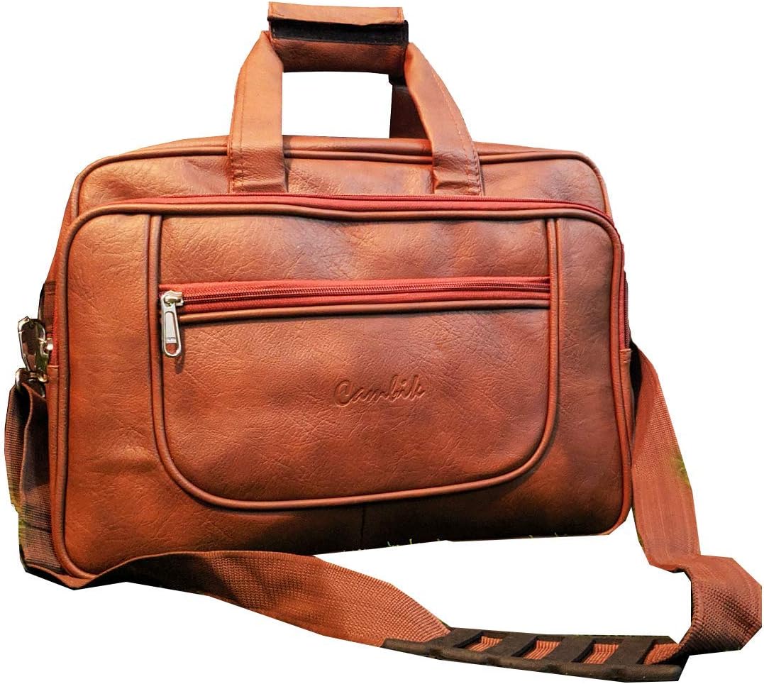 Cambik Office Laptop Leather Executive Formal 15.6 inch Laptop & MacBook Briefcase Messenger/Office/Travel/Business Bag for Men Women with Multiple compartments (Brown)