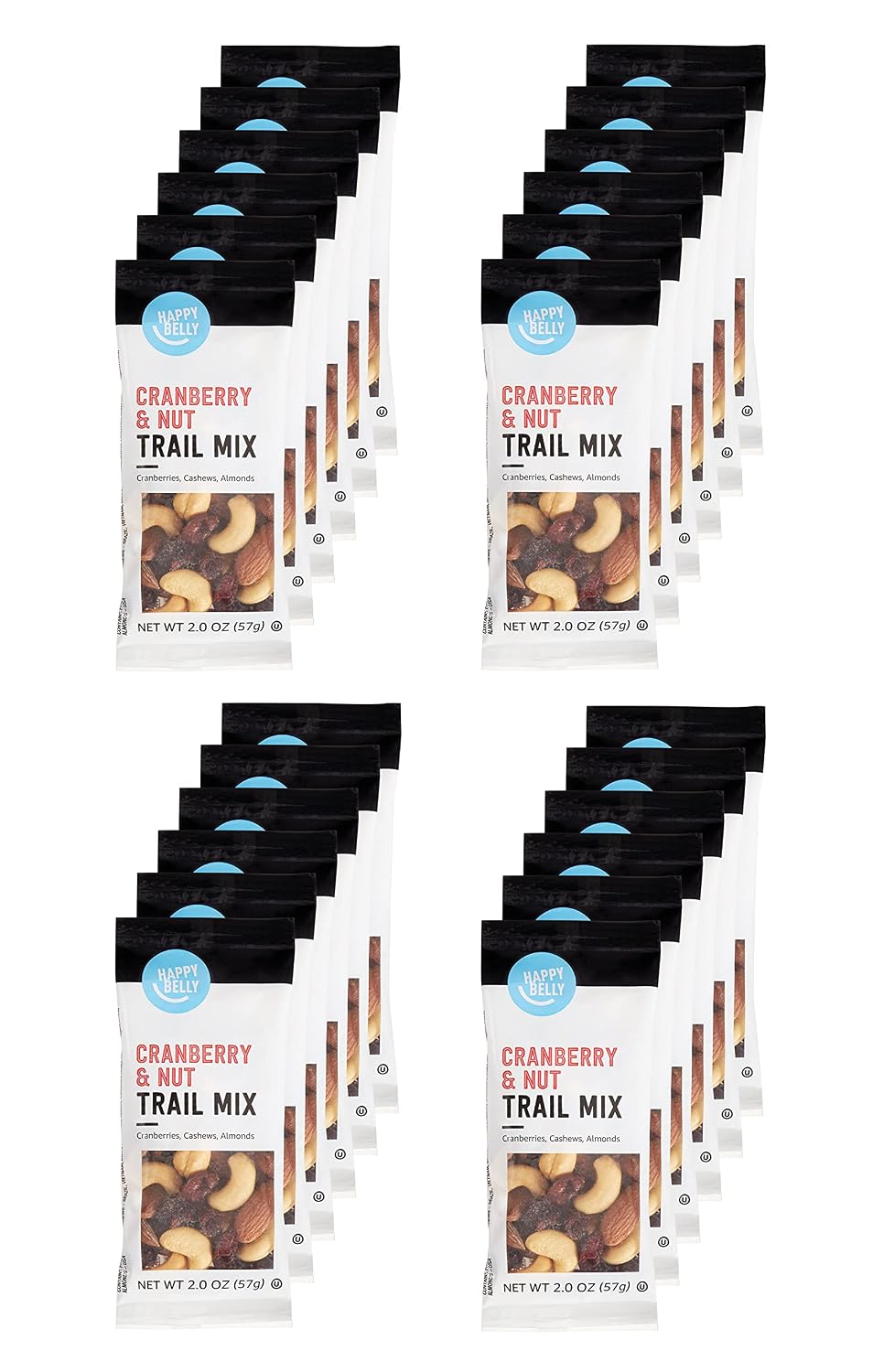 Amazon Brand - Happy Belly Cranberry & Nuts Trail Mix Multi-Pack, 2 Ounce, 1 Pack of 16