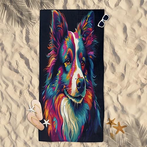 Miniatura 3 de Toalla de baño para niños, piscina, playa, 30 x 60 pulgadas, Border Collie, toalla de playa de microfibra de secado rápido para perro, toalla ligera