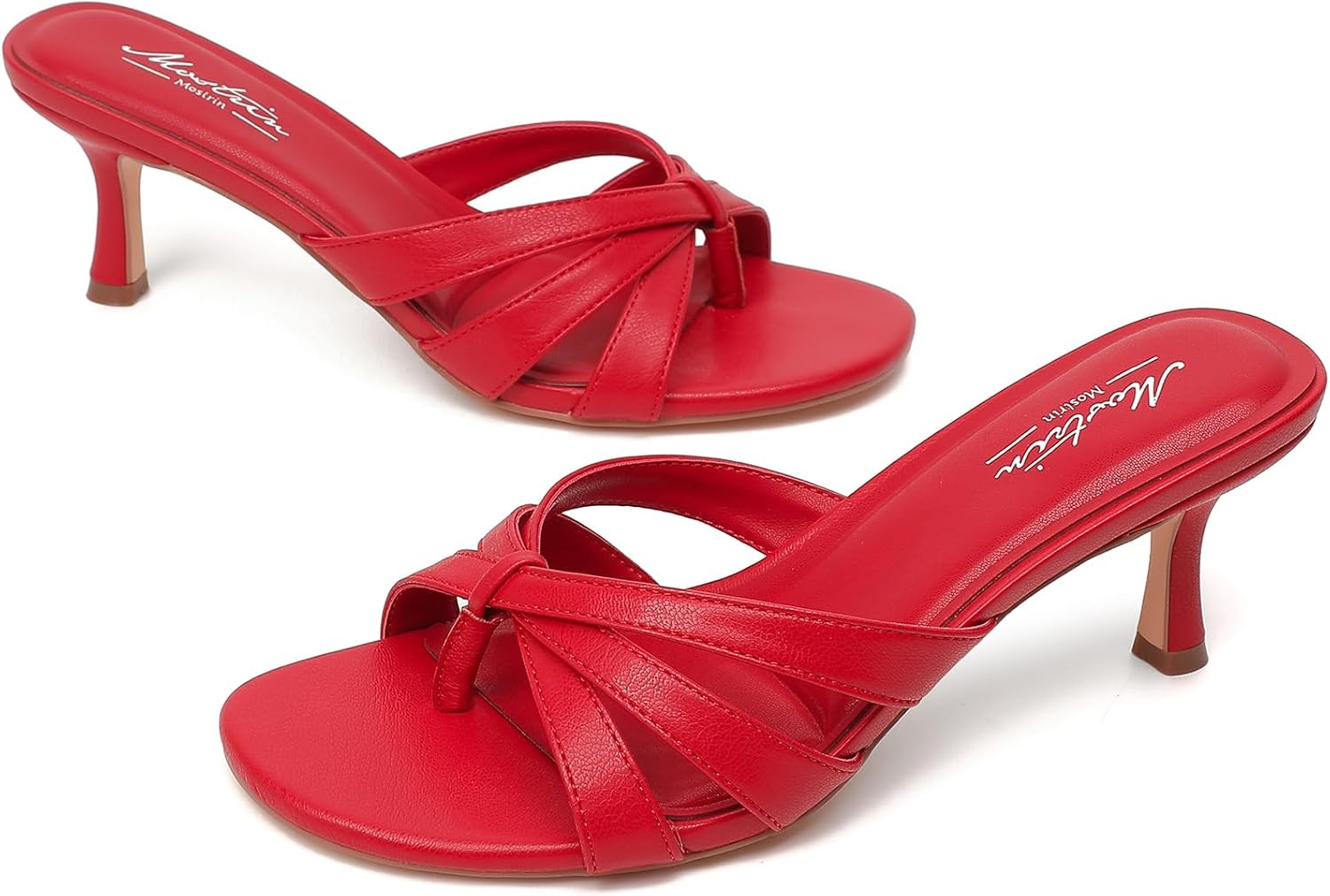 Mostrin Kitten Heels for Women Pointed Toe Vintage Mules Heels Sexy Slip on Stiletto Backless Sandals for Party Wedding Daily - Image 5