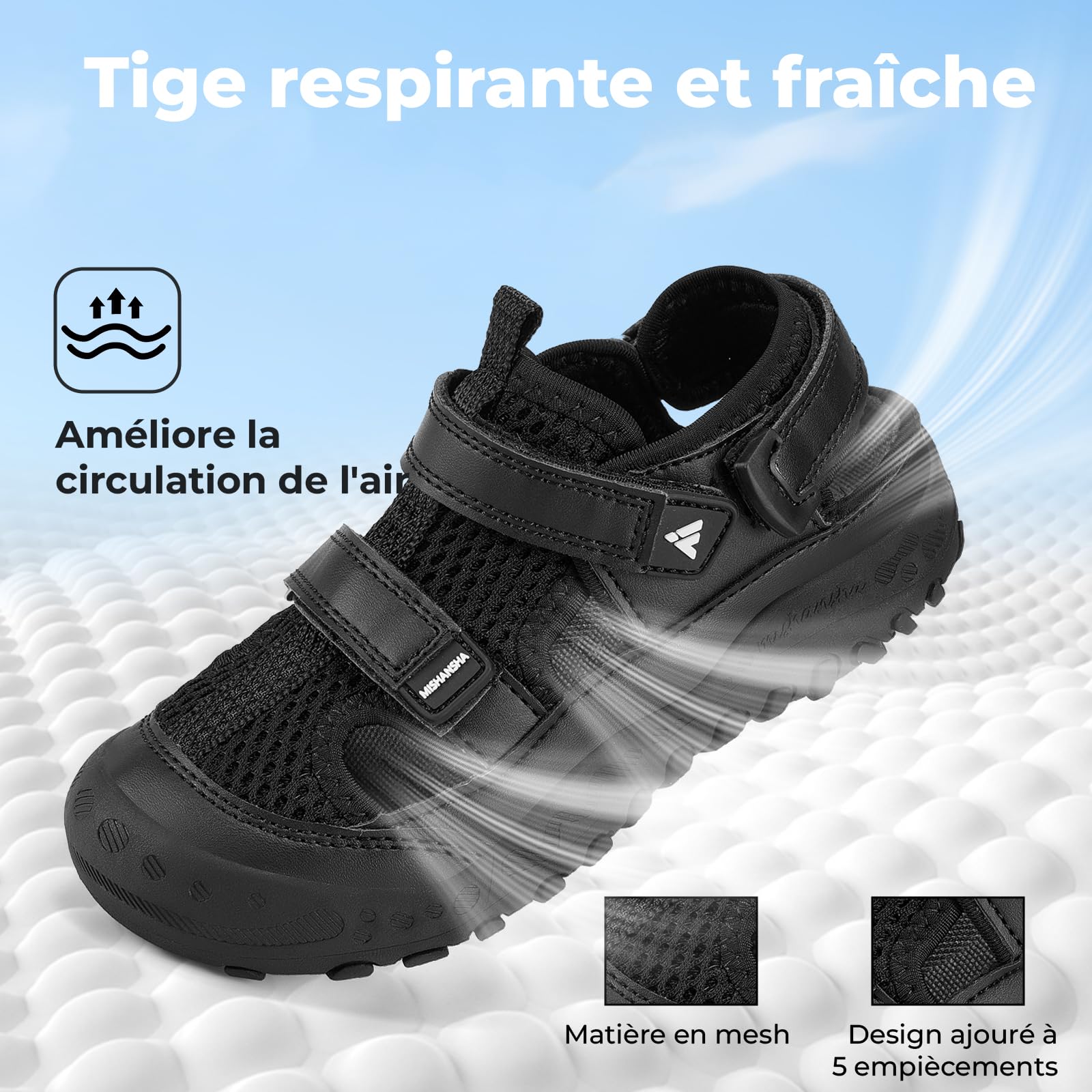 Mishansha Sandales Enfant à Bout Fermé, Sandales de Trekking Unisexe pour Garçon et Fille, Tailles 24-38