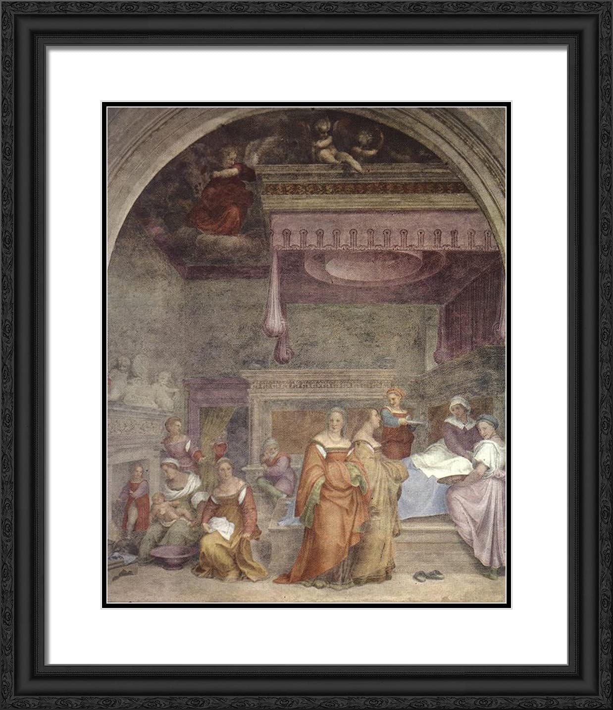 ArtDirect Del Sarto, Andrea 20x23 Gold Ornate Framed Art Print with Double Matting Titled: The Birth of the Virgin
