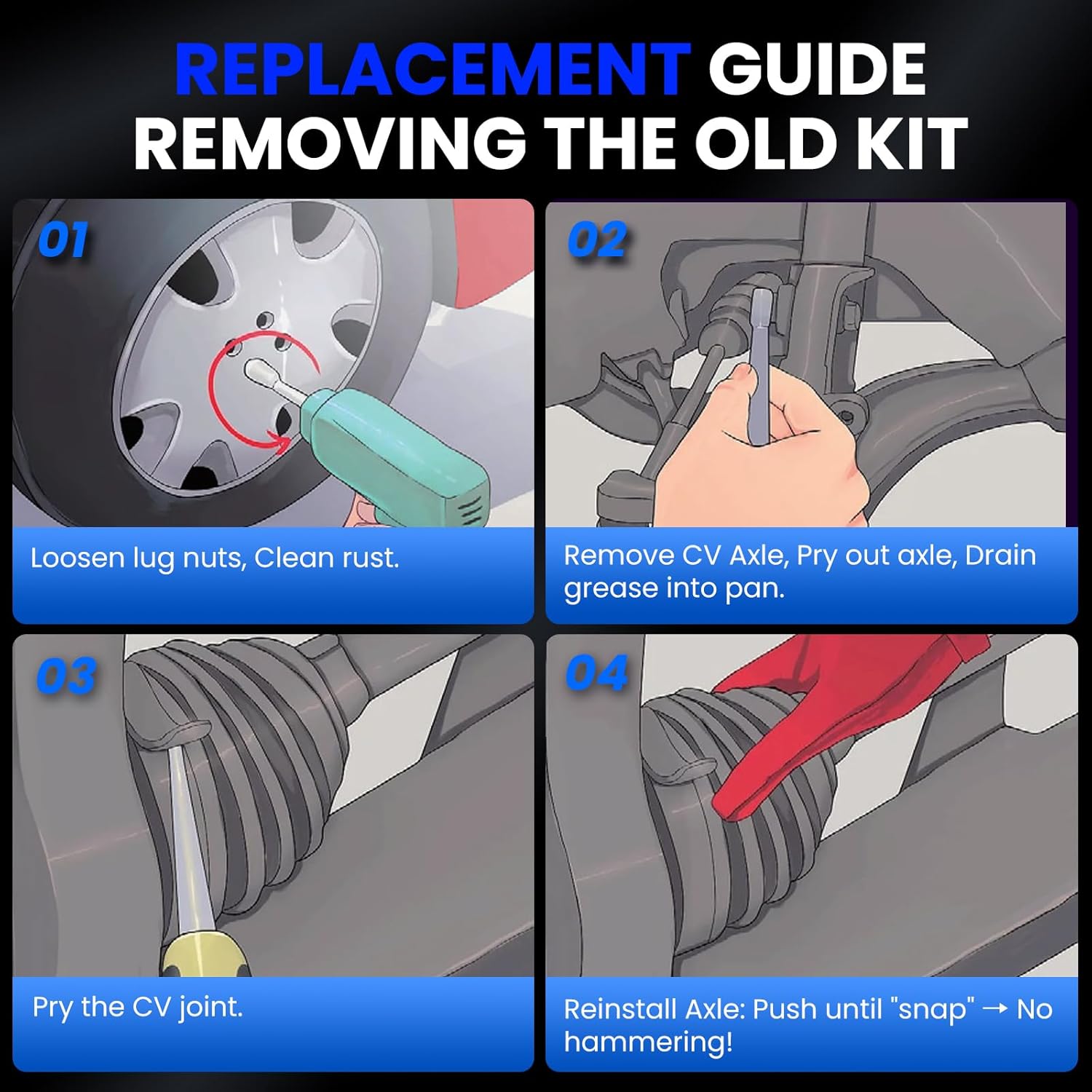 2 Pcs CV Axle Joint Kit Compatible with Toyota Sienna 2004-2010,for 4342008020, NCV69607, NCV69608, 665260 Replacement, 3.3L/3.5L V6