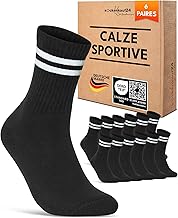 sockenkauf24 Women's Sports Socks Tennis Socks Pack of 6 Pairs Breathable and Reinforced Crew Socks
