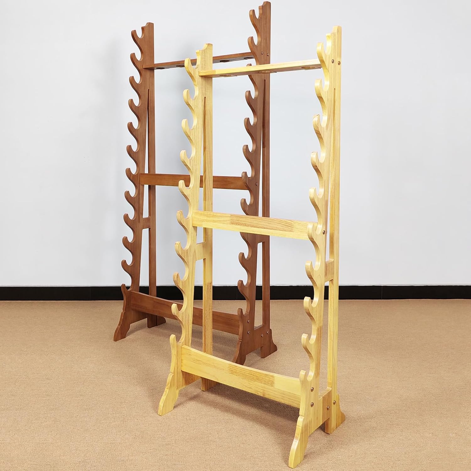 Sword Stand Vertical | Wooden Katana Stand, Sword Display Stand 10~Layer 5 Hole Samurai Sword Stand Display, Sword Rack Floor Standing Sword Holder, Large Sword Storage | Multilayer Lightsaber Hangers
